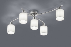 Lampa sufitowa żyrandol Trio 605400501 Garda 5xE14 44cm x 75cm x 22cm nikiel tkanina