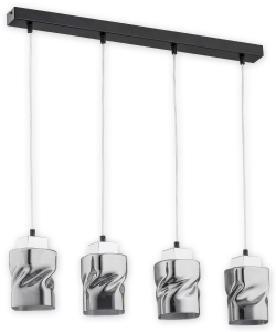 Lampa wisząca listwa z chromowanymi kloszami Lemir O2964 W4 CZA + CH Meru 4xE27