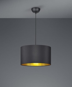 Lampa wisząca z okrągłym abażurem Trio 308200179 Hostel E27 40cm czarny