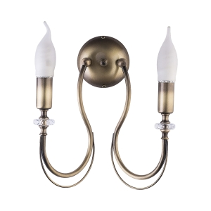 Mosiężny patynowany podwójny kinkiet z kryształkami Jupiter 1636 Melani 2xE14