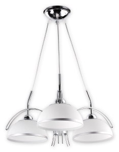Lampa wisząca trzy mleczne klosze i chromowane dodatki Lemir O1483 CH Flex 3xE27