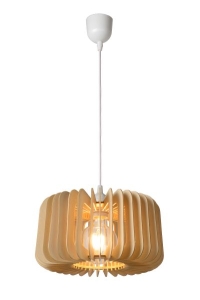 Biała lampa wisząca z kloszem z MDF Lucide 46406/29/76 Etta E27 29cm