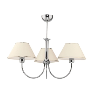 Lampa Sufitowa żyrandol Jupiter 1579 Begamo BG 3 CH 3xE27 68cm x 55cm stelaż chrom abażury ecru