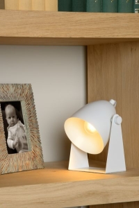 Mała biała przechylana lampa stołowa w stylu modern Lucide 45564/01/31 Chago E14