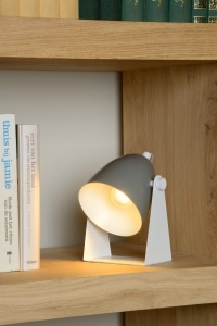 Mała szara przechylana lampa stołowa w stylu modern Lucide 45564/01/36 Chago E14