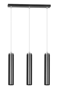 Lampa wisząca trzy czarne długie tubki w rzędzie na listwie chromowane dodatki Emibig 956/3 45cm czarny Luna 3xGU10 45cm