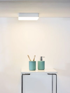 Biała kwadratowa zaoblona lampa sufitowa plafon łazienkowy Lucide 28113/30/31 Ceres-LED 30W 3000K IP44 21cm