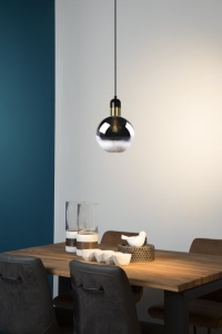 Lampa wisząca z dymnym kloszem kulą i mosiężnym dodatkiem Lucide 34438/20/65 Julius E27 20cm