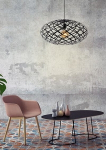 Czarna lampa wisząca z metalowym kloszem Lucide 21417/65/30 Wolfram E27 65cm x 160cm