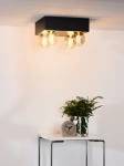 Czarny plafon z miejscem na cztery odkryte żarówki Lucide 30174/04/30 Surtus 4xE27 29cm