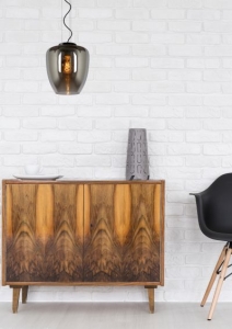 Lampa wisząca z szklanym dymnym kloszem Lucide 30473/28/65 Florien E27 28cm x 161cm