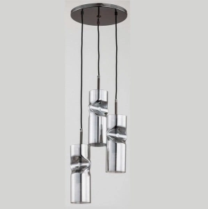 Grafitowa lampa wisząca do jadalni podłużne szklane klosze regulowana wysokość  Kapris Grafit Alfa 61017 3xE27 95cm x 32cm