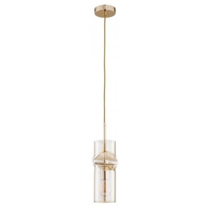 Nowoczesna złota lampa na jedną żarówkę z bursztynowym smukłym kloszem Kapris Gold Alfa 60576 E27 90cm x 13cm