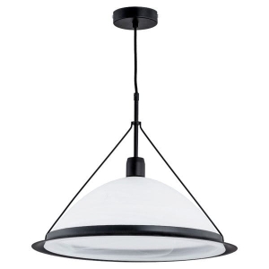 Lampa wisząca do salonu ring z kopułowym szklanym kloszem w metalowej czarnej ramie Wasa Alfa 60534 E27 60cm x 44cm