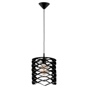 Nowoczesna lampa wisząca pojedyncza czarna z harmonijkowym kloszem Spike Alfa 60559 E27 85cm x 24cm