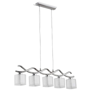 Lampa wisząca chromowana podłużny spiralny stelaż i klosze z podwójnego szkła Illusion Alfa 17135 5xE14 100cm x 83cm