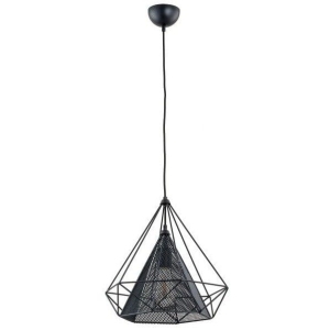 Lampa wisząca loft do jadalni czarny druciany klosz w metalowej ramie Net Black Alfa 60499 E27 90cm x 36cm