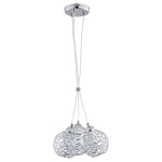 Lampa wisząca srebrna z drucianymi kloszami spięta ozdobną klamrą Amaso Alfa 20373 3xE27 85cm x 28cm