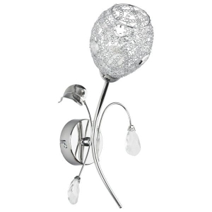 Lampa ścienna chromowana z drucianym kloszem i ozdobnym listkiem Orlean Alfa 20380 E14