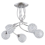 Lampa sufitowa z drucianymi kloszami i kryształkami ozdobne zawijane ramiona Vaio Alfa 20365 5xE14 40cm x 44cm