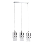 Lampa wisząca na listwie szklane cylindryczne klosze z dodatkiem chromu i kryształkami Bruno Alfa 19223 3xE27 105cm x 40cm