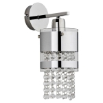 Lampa ścienna kinkiet w stylu glamour chromowany z cylindrycznym kloszem i kryształkami Bruno Alfa 20980 E27