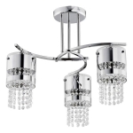 Lampa sufitowa chromowana szklane cylindryczne klosze z wiszącymi kryształkami Bruno Alfa 20983 3xE27 38cm x 51cm