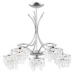 Chromowana lampa sufitowa z kryształkami 5 punktów świetlnych Kaliopa Alfa 24455 5xE14 56cm x 58cm