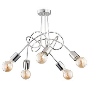 Lampa sufitowa żyrandol chromowany bez kloszy dekoracyjnie kręcony układ ramion Tango Chrome Alfa 24465 5xE27 41cm x 50cm