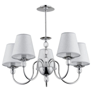 Lampa Wisząca Żyrandol Alfa 16715 Emmanuelle 5xE14 54cm x 57cm srebrny dwa obwody