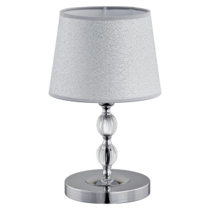 Lampa na stół Nocna Alfa 16716 Emmanuelle E14 20cm x 32cm srebrny metal szkło tkanina