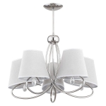 Lampa sufitowa chromowana do salonu i szare abażury z kryształkiem Siena Alfa 20435 5xE14 61cm x 61cm