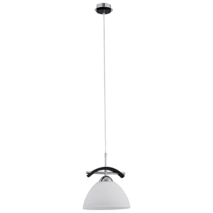 Pojedyncza lampa wisząca drewno wenge z chromowanym stelażem biały szklany kopułowy klosz Fuji Alfa 15741 E27 102cm x 25cm