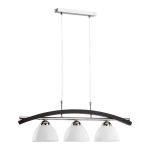 Lampa wisząca nad stół drewno wenge z chromowaną listwą białe szklane kopułowe klosze Fuji Alfa 15747 3xE27 80cm x 70cm