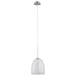 Lampa wisząca na jedną żarówkę z podwójnym szklanym kloszem biało transparentnym Ronda White Alfa 9122 E27 102cm x 18cm