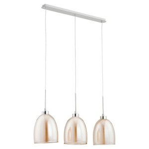 Lampa wisząca nad stół szampańskie szklane klosze i chromowane elementy Ronda Listwa Yellow Alfa 60139 3xE27 100cm x 70cm