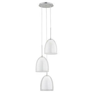Lampa wisząca do jadalni podwójne mleczne transparentne klosze regulowana wysokość Ronda White Alfa 60141 3xE27 100cm x 34cm