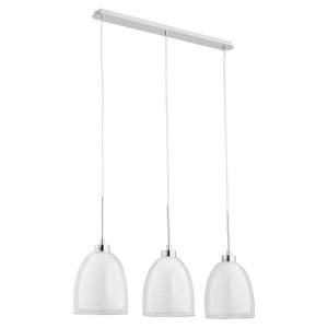 Potrójna lampa wisząca chrom na klosze z podwójnego szkła Ronda Listwa White Alfa 60138 3xE27 100cm x 70cm