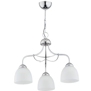 Chromowana lampa wisząca do salonu na trzy białe klosze Empa Alfa 26173 3xE27 65cm x51cm