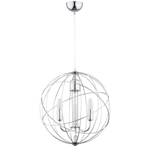 Chromowana lampa wisząca typu świecznik w metalowej kuli Piko II Alfa 62021 3xE14 90cm x 43cm