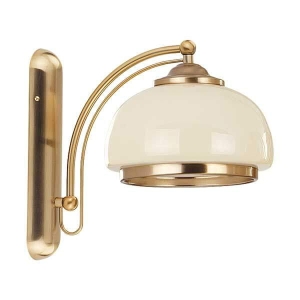 Lampa ścienna klasyczna Kinkiet Alfa 10440 Lord E27 24cm x 30cm klosz kremowy stelaż mosiądz