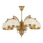 Lampa Sufitowa Żyrandol Alfa 10445 Lord 5xE27 53cm x 64cm mosiądz klosze kremowe
