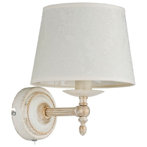 Lampa ścienna kinkiet klasyczny z abażurem antyczna biel Roksana White Alfa 18530 E14