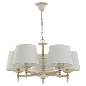 Lampa antyczna biała na łańcuchu z abażurami i zdobioną rozetą Roksana White Alfa 18535 5xE14 60cm x 55cm