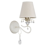 Lampa ścienna kinkiet klasyczny z abażurem i kryształkami antyczna biel ecru Lukrecja Alfa 21060 E14