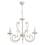 Lampa wisząca typu świecznik z ozdobnymi kryształkami antyczna biel White Alfa 18513 3xE14 73cm x 52cm