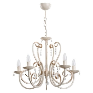 Lampa wisząca żyrandol świecznik biały antyczny z kryształkami White Alfa 18515 5xE14 73cm x 58cm