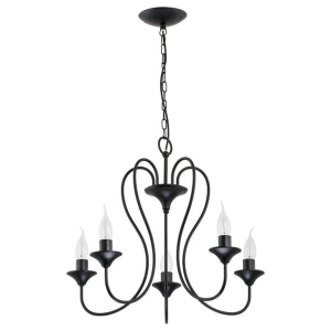 Klasyczny czarny żyrandol świecznikowy lampa wisząca na łańcuchu metalowa tradycyjna Unity Alfa 23275 5xE14 82cm x 51cm