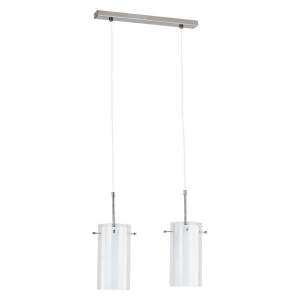 Podwójna lampa wisząca nad stół srebrna z mleczno przezroczystym kloszem Bolt Alfa 13242 2xE27 100cm x 40cm