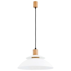 Lampa wisząca pojedyncza drewniana z białym szklanym kloszem Tropic Alfa 60356 E27 100cm x 30cm
